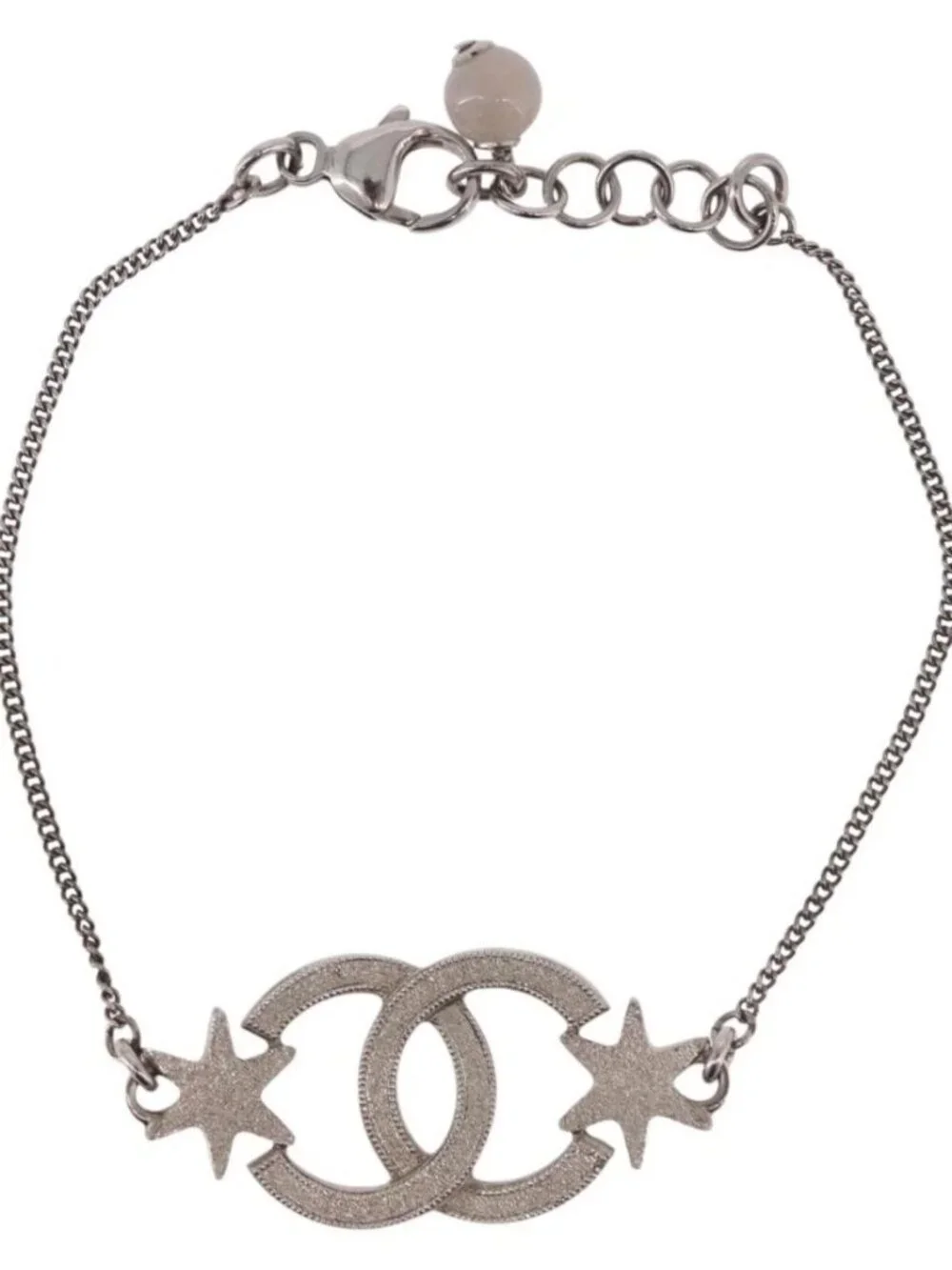 CHANEL Bracelet Metal Silver CC Auth BA13638M